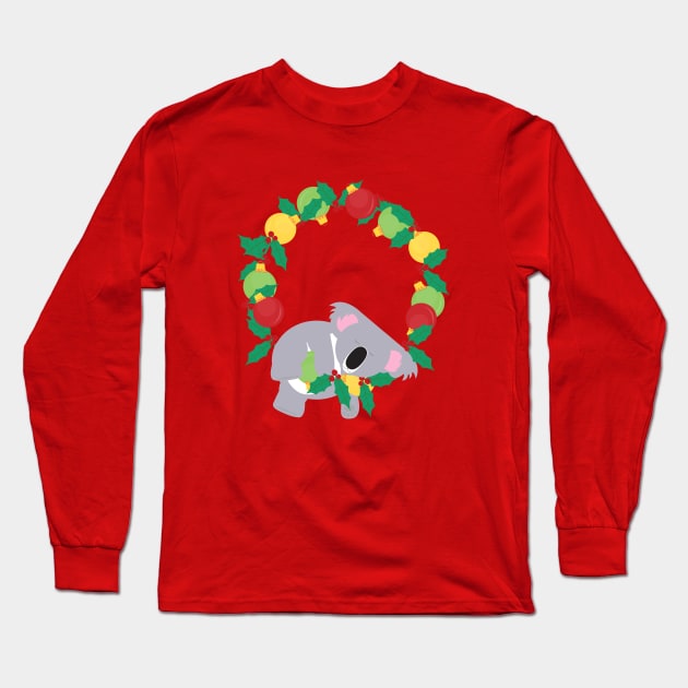 Christmas wreath koala Long Sleeve T-Shirt by creativemonsoon